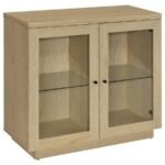 TILBURY 2-DOOR GLASS FRONT ACCENT DISPLAY CABINET LIGHT OAK