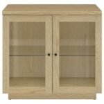 TILBURY 2-DOOR GLASS FRONT ACCENT DISPLAY CABINET LIGHT OAK - Image 4