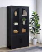 RIVA 4-DOOR TALL ACCENT DISPLAY CABINET LED LIGHTING BLACK - Image 2