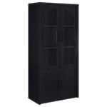 RIVA 4-DOOR TALL ACCENT DISPLAY CABINET LED LIGHTING BLACK