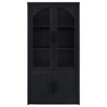 RIVA 4-DOOR TALL ACCENT DISPLAY CABINET LED LIGHTING BLACK - Image 4