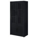 RIVA 4-DOOR TALL ACCENT DISPLAY CABINET LED LIGHTING BLACK - Image 5