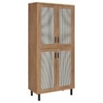 TELLER 80-INCH 4-DOOR TALL SHOE STORAGE CABINET NATURAL OAK