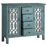 RUE 4-DRAWER WOOD TRELLIS ACCENT STORAGE CABINET BLUE - Image 3