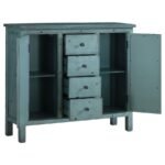 RUE 4-DRAWER WOOD TRELLIS ACCENT STORAGE CABINET BLUE - Image 4