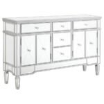 DUCHESS 5-DRAWER MIRRORED STORAGE ACCENT CABINET SILVER