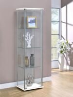 BELLATRIX 4-SHELF CLEAR GLASS CURIO CABINET WHITE - Image 2