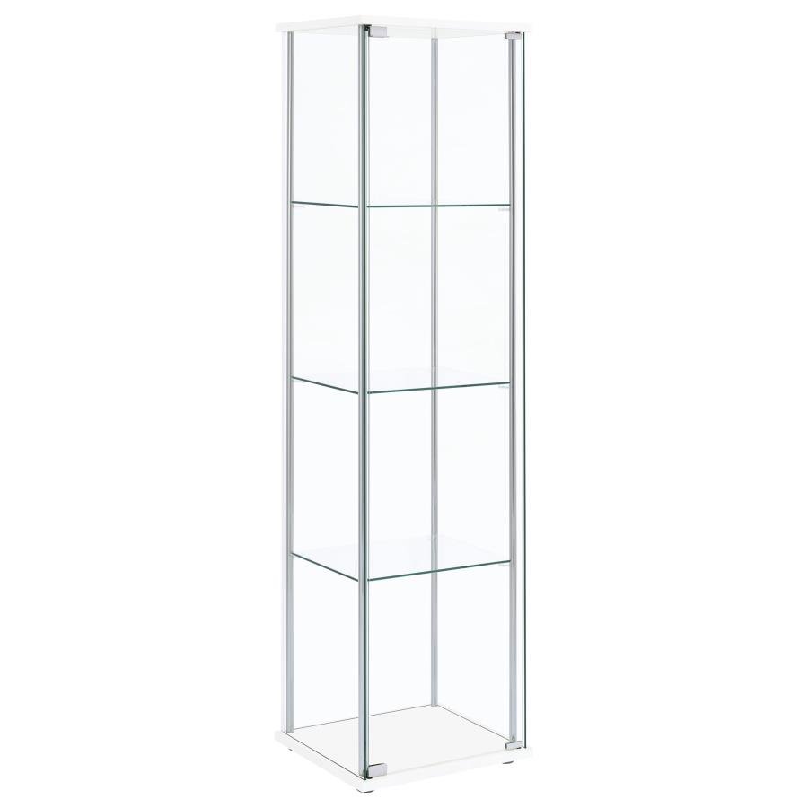 951072_02x900.jpg BELLATRIX 4-SHELF CLEAR GLASS CURIO CABINET WHITE - Image 1