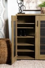 BRISTOL 6-SHELF ENGINEERED WOOD SHOE CABINET GOLDEN OAK - Image 11
