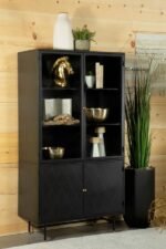 SANTIAGO 4-DOOR METAL TALL STORAGE CABINET MATTE BLACK - Image 2