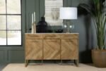 KEATON 3-DOOR MARBLE TOP HERRINGBONE ACCENT CABINET NATURAL - Image 2