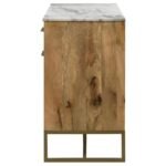 KEATON 3-DOOR MARBLE TOP HERRINGBONE ACCENT CABINET NATURAL - Image 7