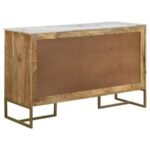 KEATON 3-DOOR MARBLE TOP HERRINGBONE ACCENT CABINET NATURAL - Image 8