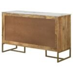 KEATON 3-DOOR MARBLE TOP HERRINGBONE ACCENT CABINET NATURAL - Image 9