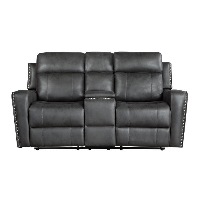 9515DGY-2_noBG___l.jpg 9515DGY-2 Double Reclining Love Seat with Center Console - Image 1