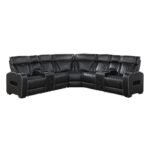 9516BLKS*32LCN2RCNPWH 3-Piece Power Reclining Sectional with Consoles, Power Headrests, Storage Arms(Top and Side), Cup holders, Charging Ports, Wireless speakers and LED lighting