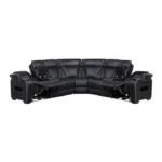 9516BLKS*32LCN2RCNPWH 3-Piece Power Reclining Sectional with Consoles, Power Headrests, Storage Arms(Top and Side), Cup holders, Charging Ports, Wireless speakers and LED lighting - Image 4