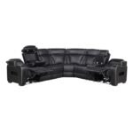 9516BLKS*33L2RCNPWH 3-Piece Power Reclining Sectional with Right Side Console, Drop-Down Cup Holders, Power Headrests, Storage Arms(Top and Side), Cup holders, Reading Lights, Charging Ports, Wireless speakers, Two Wireless Chargers, and LED lighting - Image 5