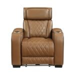 9516BRW-1PWH Power Reclining Chair with Power Headrest, Cup holders and Storage Arms(Top and Side), Charging Ports and LED lighting