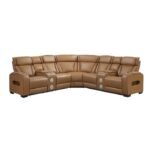 9516BRWS*32LCN2RCNPWH 3-Piece Power Reclining Sectional with Consoles, Power Headrests, Storage Arms(Top and Side), Cup holders, Charging Ports, Wireless speakers and LED lighting
