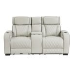 9516TPE-2PWH Power Double Reclining Love Seat with Center Console, Power Headrests, Storage Arms(Top and Side), Cup holders, Charging Ports and LED lighting