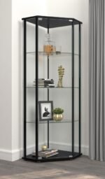 ZENOBIA 4-SHELF CURIO CABINET DISPLAY CASE BLACK - Image 2