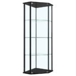 ZENOBIA 4-SHELF CURIO CABINET DISPLAY CASE BLACK