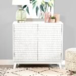 GAMBON 2-DOOR WOOD HONEYCOMB PATTERN ACCENT CABINET WHITE - Image 2