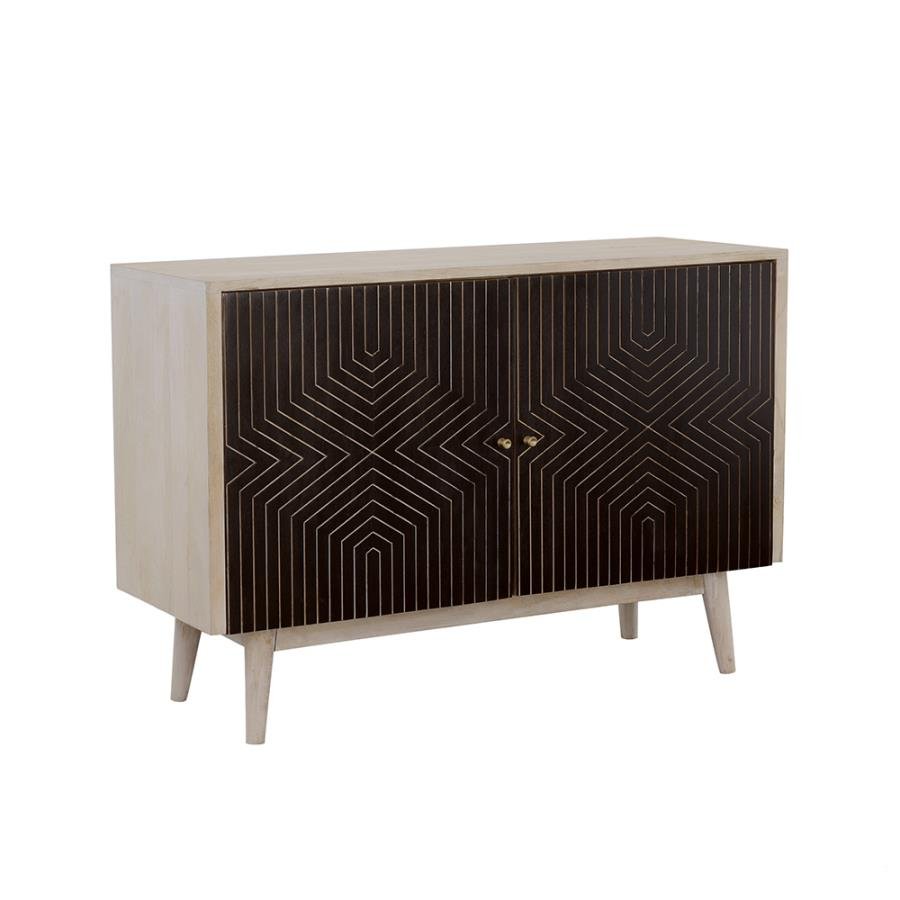 953430_01x900.jpg IXORA 2-DOOR WOOD ACCENT CABINET WHITE WASHED AND BLACK - Image 1