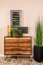 ZARA 2-DOOR 40-INCH WOOD ACCENT STORAGE CABINET BLACK WALNUT - Image 2