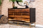 ZARA 2-DOOR 57-INCH WOOD ACCENT STORAGE CABINET BLACK WALNUT - Image 2