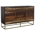 ZARA 2-DOOR 57-INCH WOOD ACCENT STORAGE CABINET BLACK WALNUT