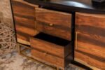ZARA 2-DOOR 57-INCH WOOD ACCENT STORAGE CABINET BLACK WALNUT - Image 8