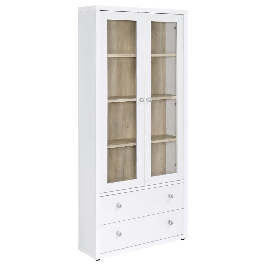 953477_02x900.jpg HAWTHORNE 4-SHELF GLASS DOOR TALL CABINET WITH DRAWERS WHITE - Image 1