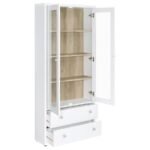 HAWTHORNE 4-SHELF GLASS DOOR TALL CABINET WITH DRAWERS WHITE - Image 3