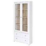 HAWTHORNE 4-SHELF GLASS DOOR TALL CABINET WITH DRAWERS WHITE - Image 5