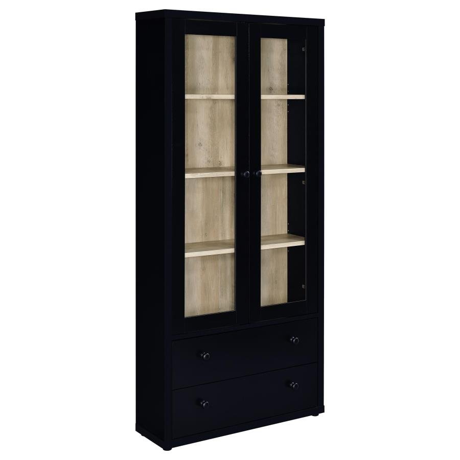 953478_02x900.jpg HAWTHORNE 4-SHELF GLASS DOOR CABINET WITH DRAWERS BLACK - Image 1