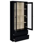HAWTHORNE 4-SHELF GLASS DOOR CABINET WITH DRAWERS BLACK - Image 3