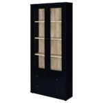 HAWTHORNE 4-SHELF GLASS DOOR CABINET WITH DRAWERS BLACK - Image 5