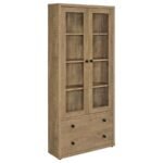 HAWTHORNE 4-SHELF GLASS DOOR TALL CABINET WITH DRAWERS MANGO