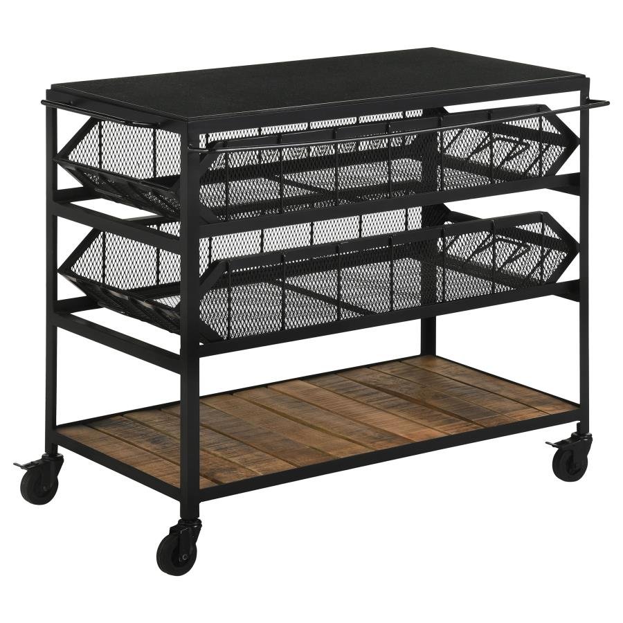 953504_02x900.jpg EVANDER MARBLE TOP KITCHEN CART WITH REMOVABLE SHELVES BLACK - Image 1