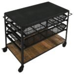EVANDER MARBLE TOP KITCHEN CART WITH REMOVABLE SHELVES BLACK - Image 3