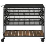 EVANDER MARBLE TOP KITCHEN CART WITH REMOVABLE SHELVES BLACK - Image 4