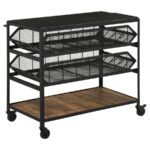 EVANDER MARBLE TOP KITCHEN CART WITH REMOVABLE SHELVES BLACK - Image 5