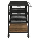 EVANDER MARBLE TOP KITCHEN CART WITH REMOVABLE SHELVES BLACK - Image 6