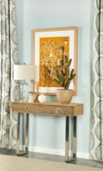 DRACO 2-DRAWER CONSOLE TABLE HAND CARVED DETAILS NATURAL - Image 2