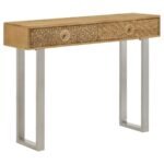 DRACO 2-DRAWER CONSOLE TABLE HAND CARVED DETAILS NATURAL
