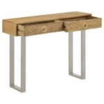DRACO 2-DRAWER CONSOLE TABLE HAND CARVED DETAILS NATURAL - Image 3