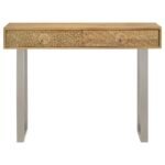 DRACO 2-DRAWER CONSOLE TABLE HAND CARVED DETAILS NATURAL - Image 4