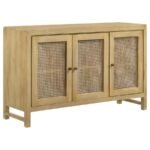 ZAMORA 3-DOOR WOOD ACCENT CABINET WITH WOVEN CANE NATURAL